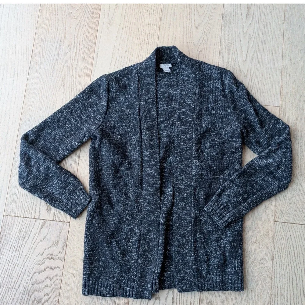 J‎ Crew Women's Knit Open Cardigan Sweater Charcoal Gray cotton linen Size S